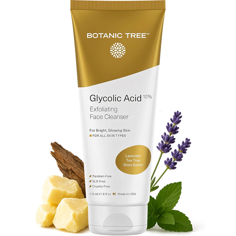 Glycolic Acid Face Wash - Facial Cleanser and Scrub - 10% Glycolic Acid, AHA - S