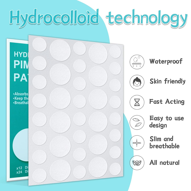 180 Counts Pimple Patches for Face Hydrocolloid Acne Patches for Face Invisible