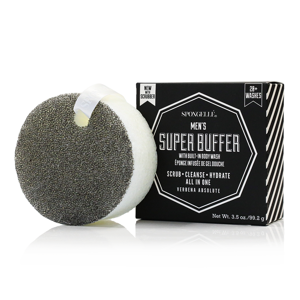 Spongellé Men's Super Buffer – Body Wash-Infused Scrubber